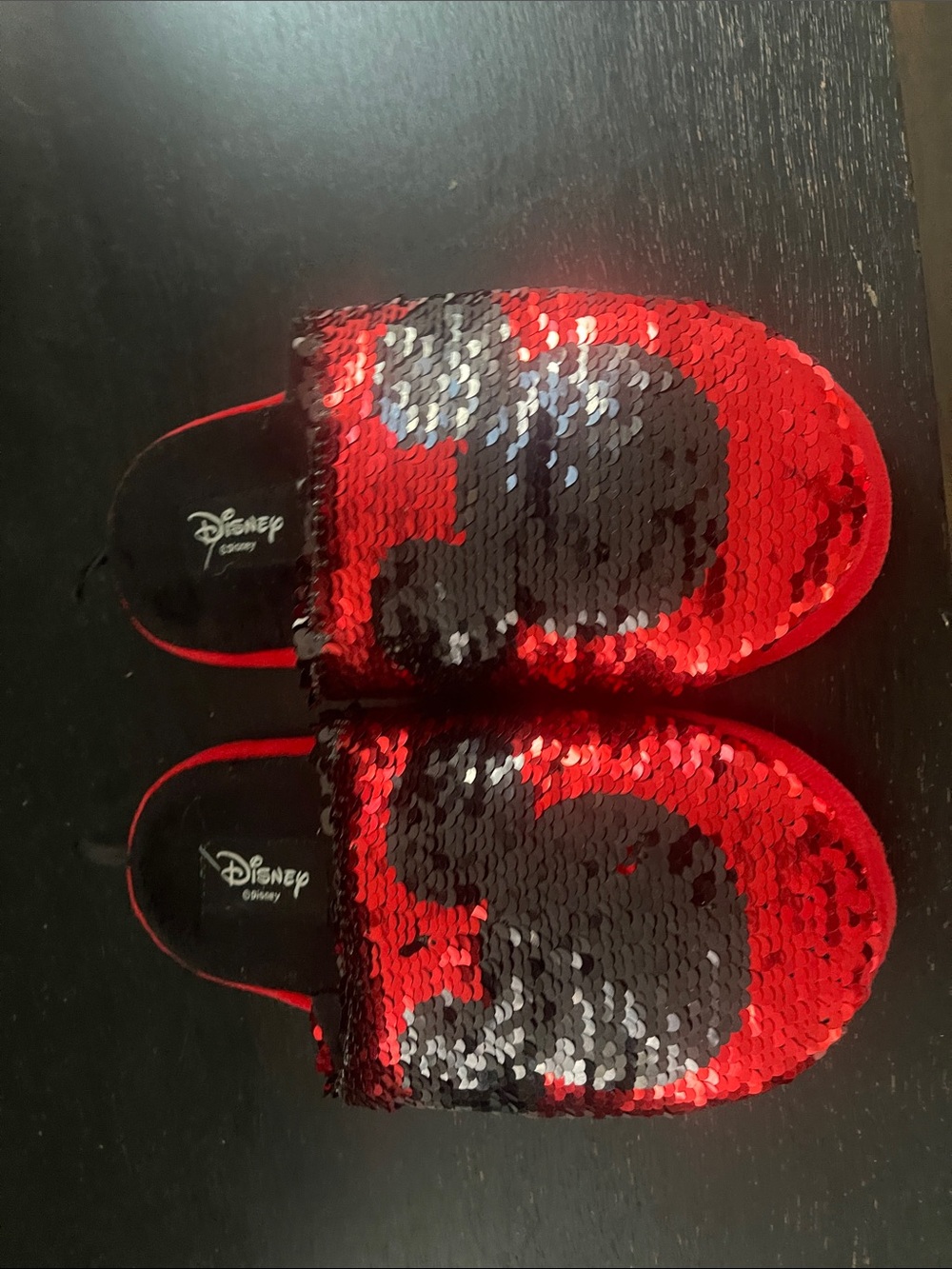 Disney Red and Black Sequin Mickey Slip-On Slippers